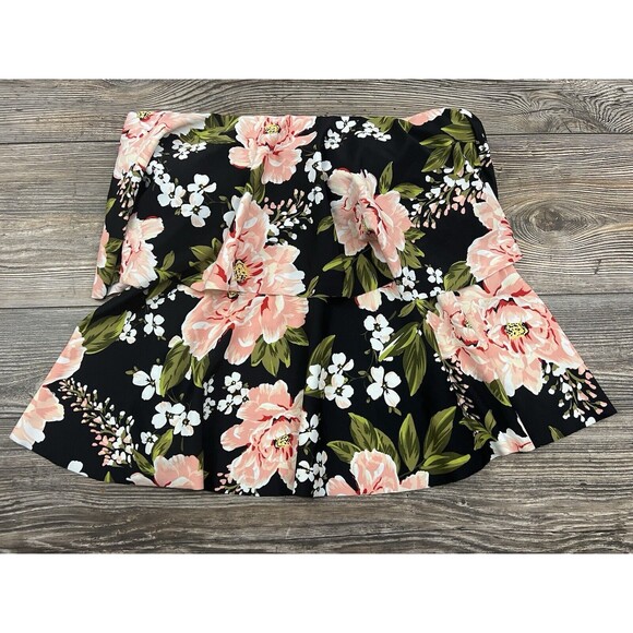 Kona Sol Tankini Swimsuit Top Ruffled Bandeau Removable Strap Floral Print Small - Picture 1 of 10